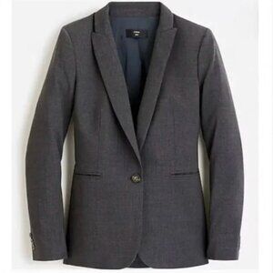 NWT J. Crew Parke Blazer Italian Bi Stretch Wool Heather Coal Grey Size 4